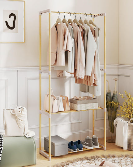 Portant à vêtements Giantex en pin avec étagère de rangement ouverte à 2 niveaux pour suspendre les vêtements
