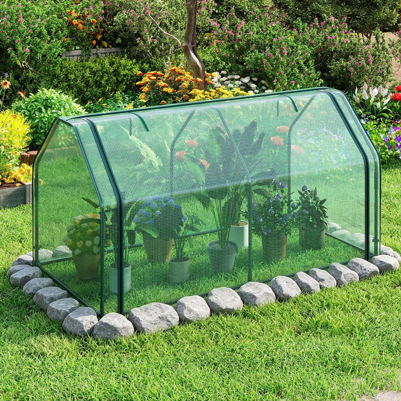 Giantex Mini Portable Greenhouse w/ PE Cover Roll-Up Zipper(71''x36''x36'')