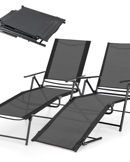 Giantex Lounge Chair Outdoor Set of 2 - Tanning Chair with 6 Adjustable Backrest