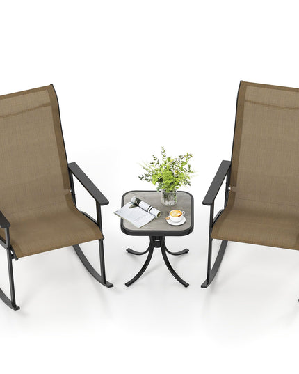 Giantex Outdoor Patio Furniture Set with 2 Rocking Chairs & Coffee Table