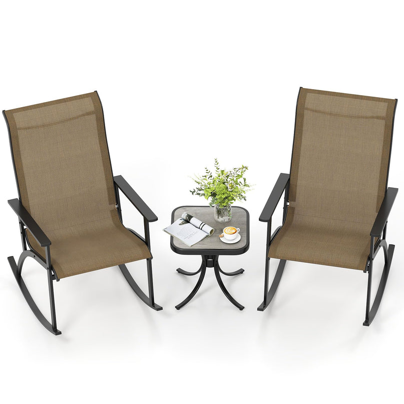 Giantex Outdoor Patio Furniture Set with 2 Rocking Chairs & Coffee Table