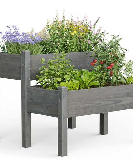 Set of 2 Raised Garden Bed, 34" x 33.5" x 28.5" (L x W x H)