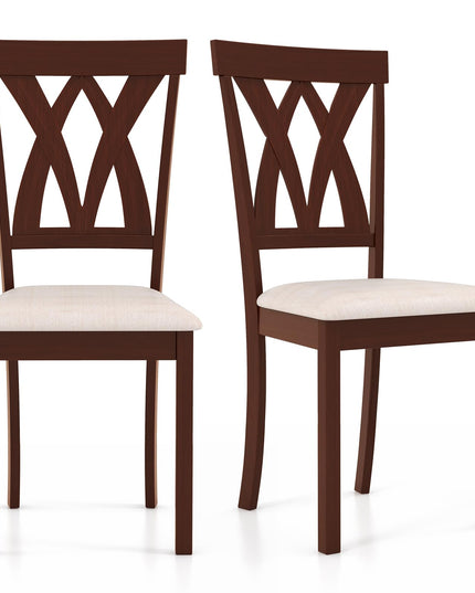 Giantex Wood Dining Chair, Wooden Kitchen Chairs with Upholstered Seat