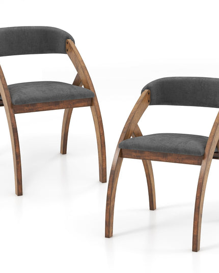 Giantex Wooden Dining Chairs, Upholstered Kitchen Chairs w/Arched Rubber Wood Legs