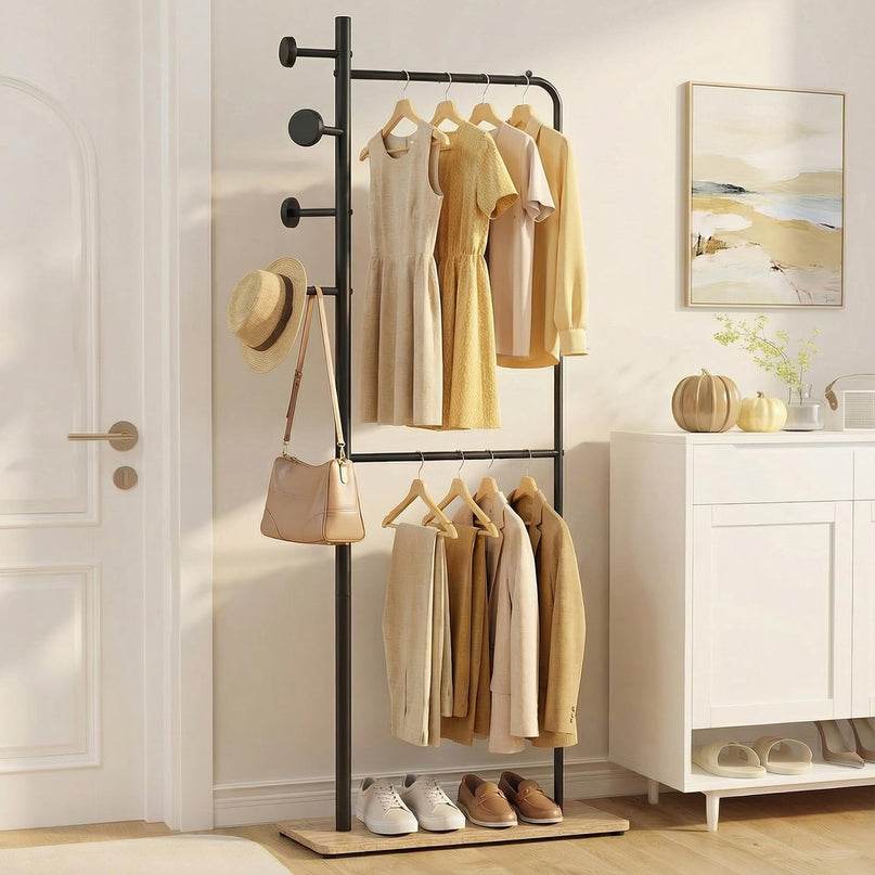 Giantex Double Rods Clothes Hanging Rack Freestanding Clothes Organizer