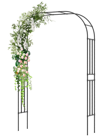 Giantex Garden Arch Trellis, 60''W x 95''H Metal Arbor with Corrugated PE-Coated Steel Tubes for Climbing Plants Roses Ivy