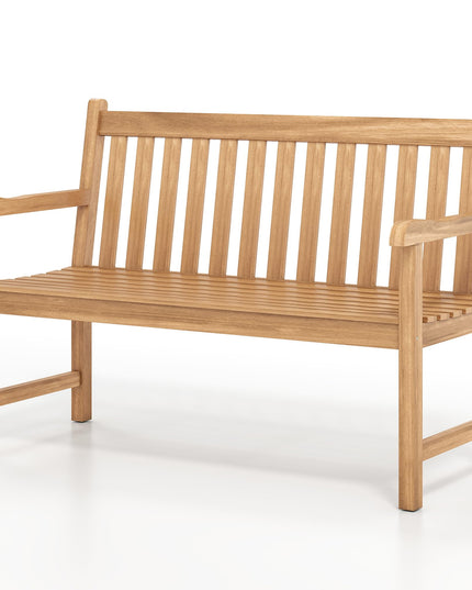 GIANTEX 51" Teak Wood Outdoor Bench with Armrests