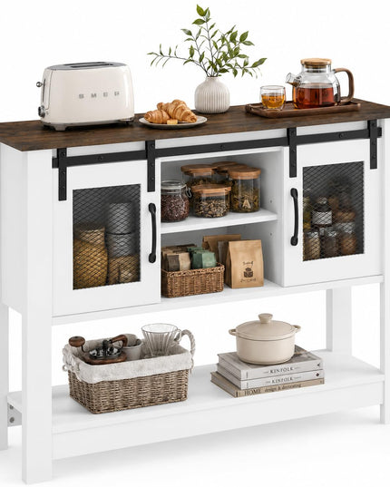GIANTEX 40" Farmhouse Sideboard Buffet w/Sliding Barn Doors