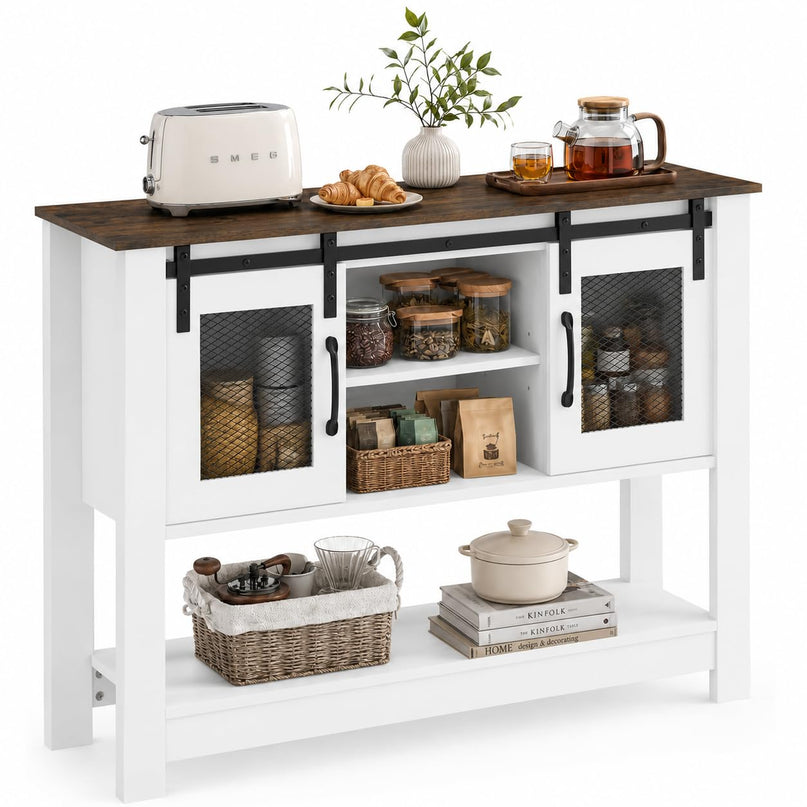 GIANTEX 40" Farmhouse Sideboard Buffet w/Sliding Barn Doors