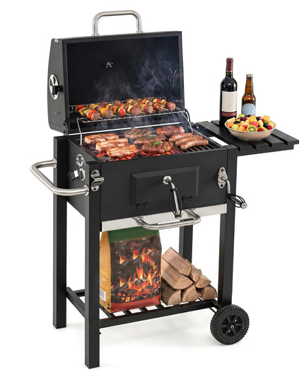 Giantex Outdoor Charcoal Grill with Foldable Side Shelf
