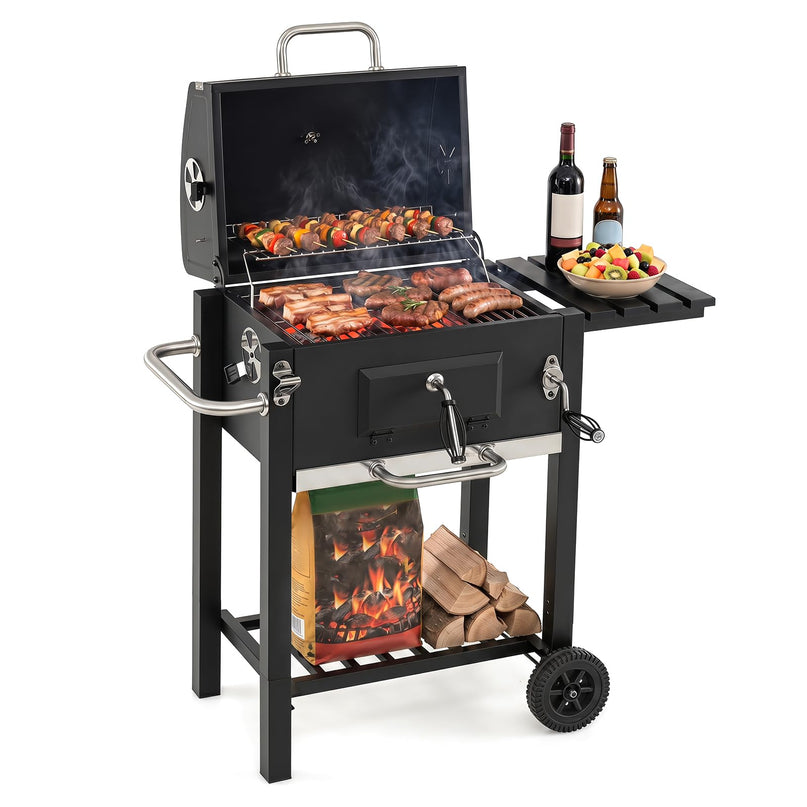 Giantex Outdoor Charcoal Grill with Foldable Side Shelf