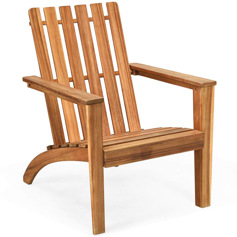 Giantex Wooden Adirondack Chair W/Ergonomic Design Outdoor Chair for Yard