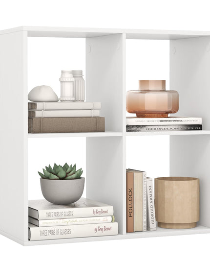Giantex 4-Cube Bookcase, White Cubby Bookshelf w/Back Guardrail & Anti-Tipping Kits