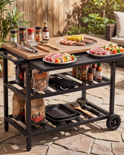 Giantex Outdoor Grill Cart with Korean BBQ Charcoal Grill