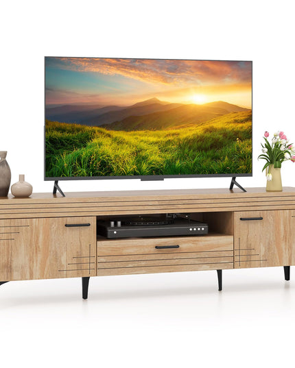 Giantex TV Stand for TV up to 65 Inches, Mid Century Modern Entertainment Center with 2 Cabinets