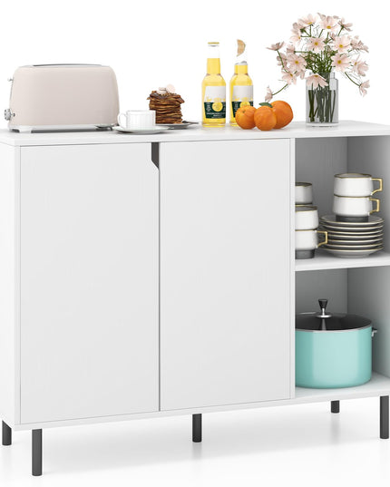 Giantex Buffet Cabinet with Storage, Wooden Sideboard with 2-Door Cabinet, 2 Cubes