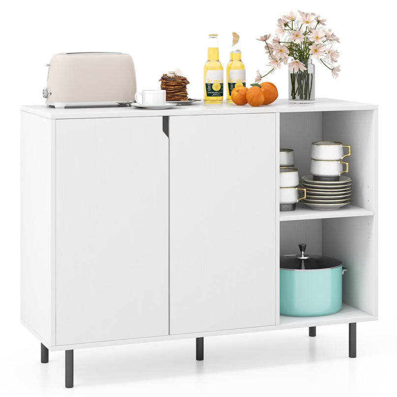 Giantex Buffet Cabinet with Storage, Wooden Sideboard with 2-Door Cabinet, 2 Cubes