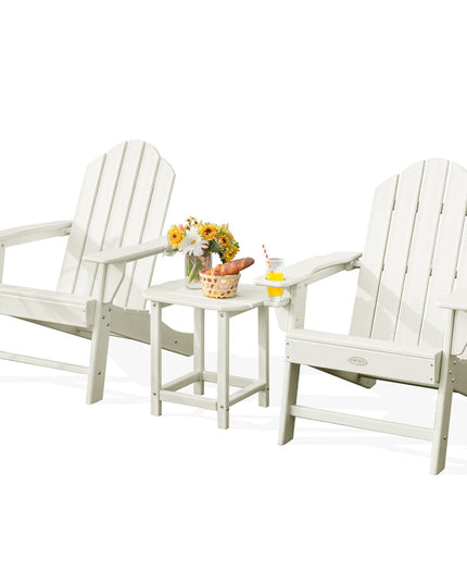 Adirondack Chair with Side Table, Outdoor Fire Pit Chair Set with End Table, White