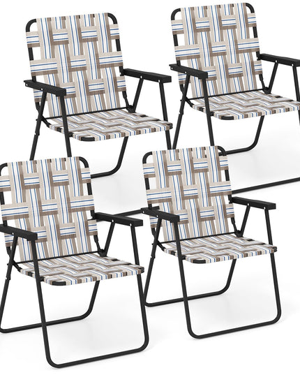 Giantex Folding Lawn Chairs Set of 6 Outdoor Portable Beach Chair W/Stable Steel Frame