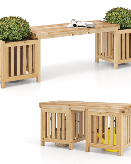 Giantex 2 in 1 Outdoor Bench with 2 Raised Garden Beds