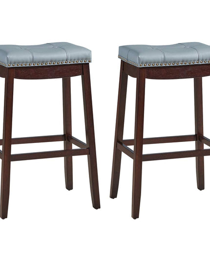 Backless Counter Stool with Footrest, Soft Seat Cushion