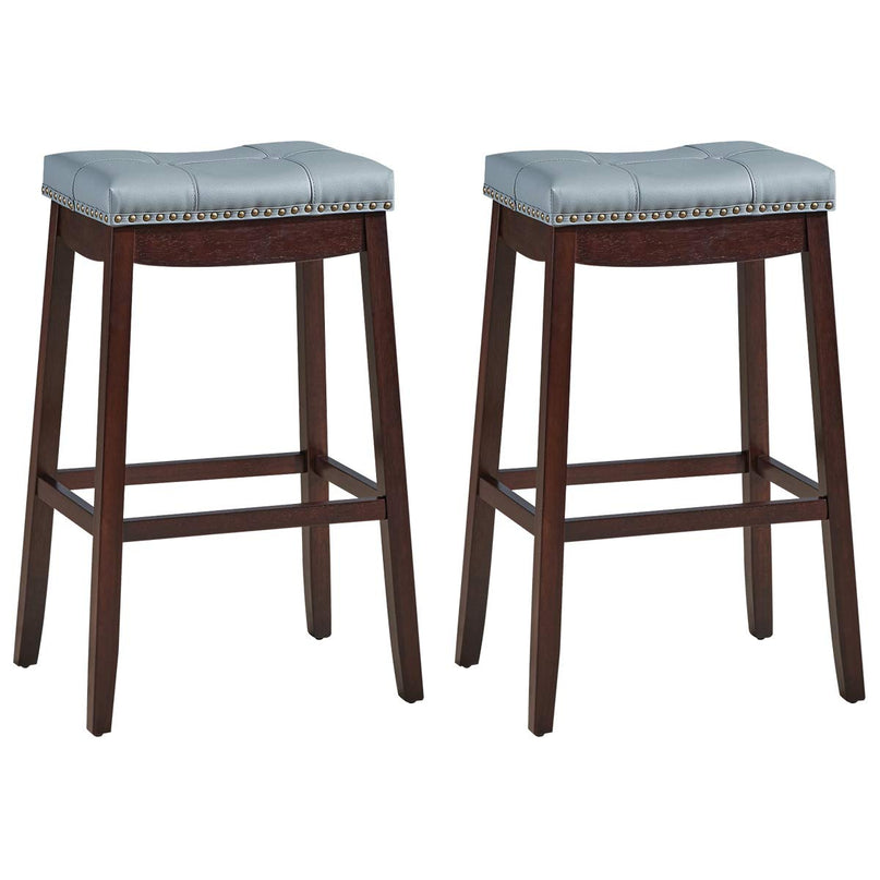 Backless Counter Stool with Footrest, Soft Seat Cushion