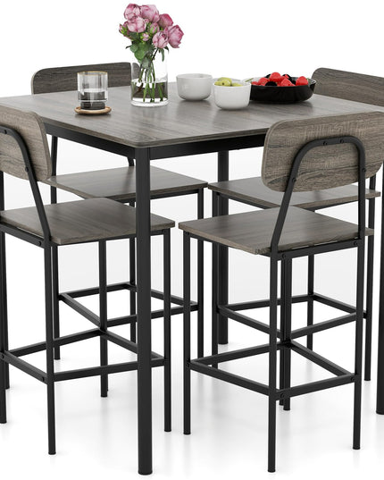 Giantex 5-Piece Dining Table Set W/Counter Height Table & 4 Bar Stools