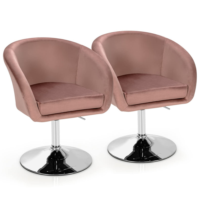 Height Adjustable Modern Velvet Makeup Chair with Chrome Frame