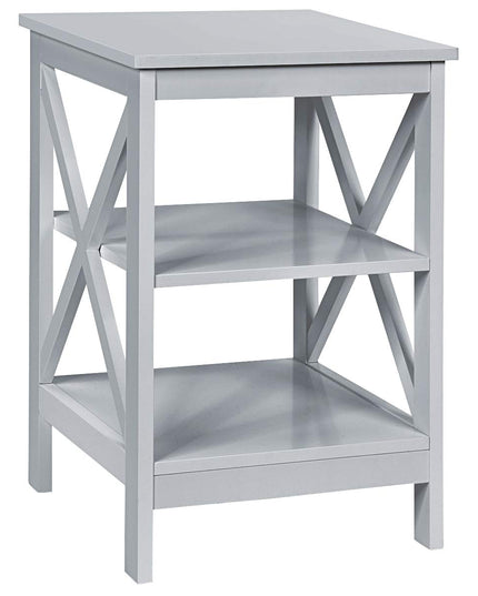 Nightstand 3-Tier X-Design W/Storage Shelves and Stable Structure Storage Organizer Display Sofa Side Table