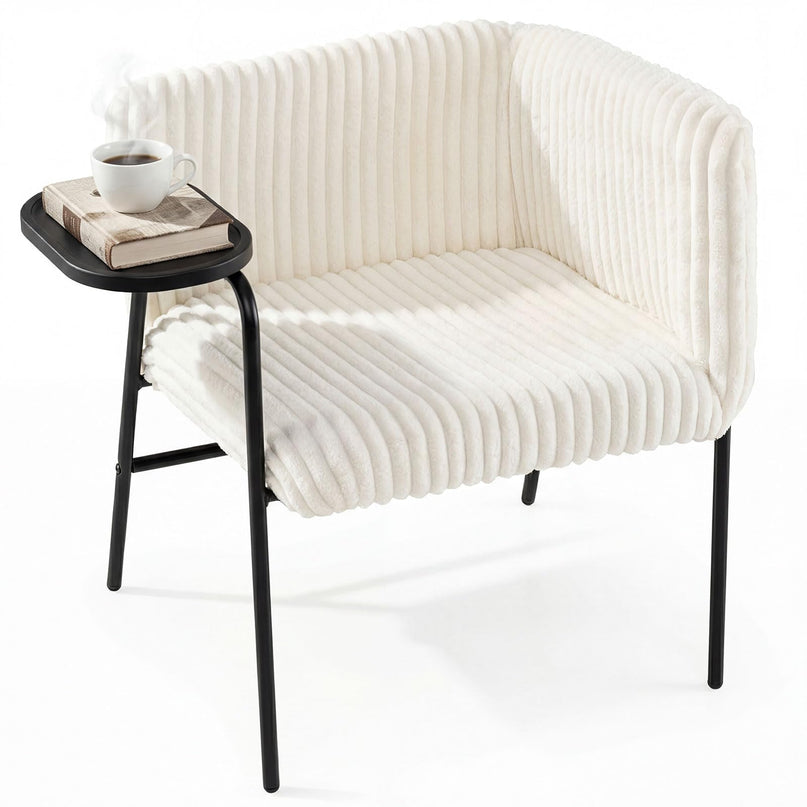 Giantex Modern Accent Chair with Tray Table Solid Metal Frame