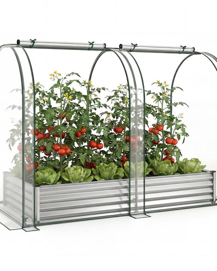 Giantex 6x3x1 FT Outdoor Galvanized Raised Garden Bed with Greenhouse Cover