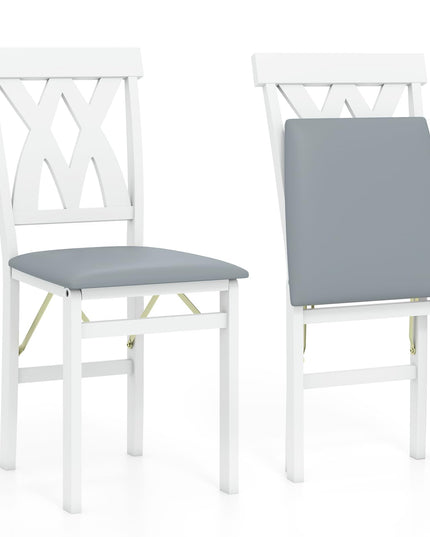 Giantex Folding Dining Chairs Set with PVC Leather for Home Small Space