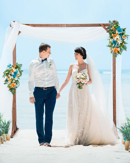 Giantex Wooden Wedding Arch for Ceremony, 7.2 FT Square Solid Wood Arbor for Wedding Backdrop Stand