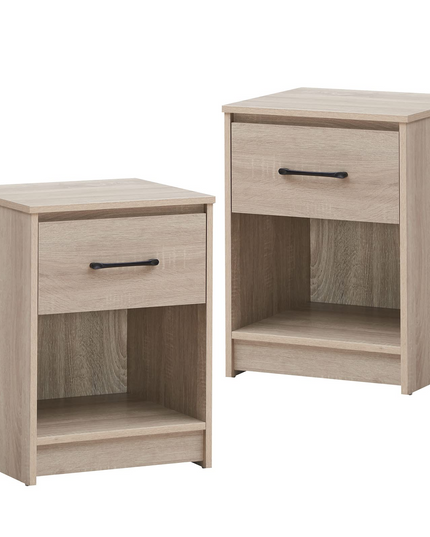 Nightstand w/Drawer, Wooden End Table w/Open Storage Compartment