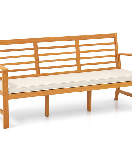 Giantex Acacia Wood Outdoor Bench, 3-Seat Patio Bench with Removable Cushion