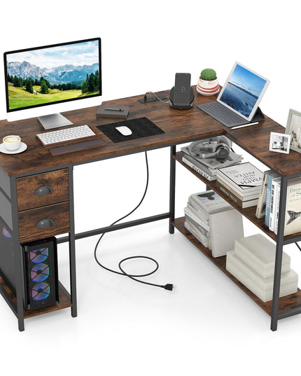 Giantex 48" L Shaped Desk with Charging Station