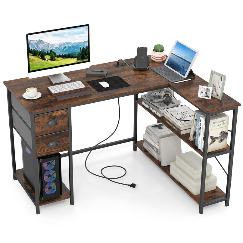 Giantex 48" L Shaped Desk with Charging Station