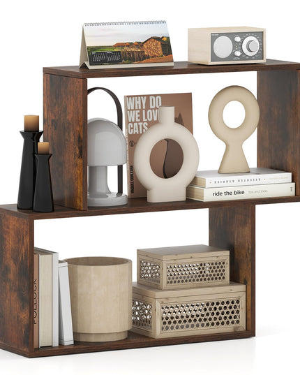 Giantex 3-Tier Bookshelf | Geometric Bookcase Side Table with Open Storage