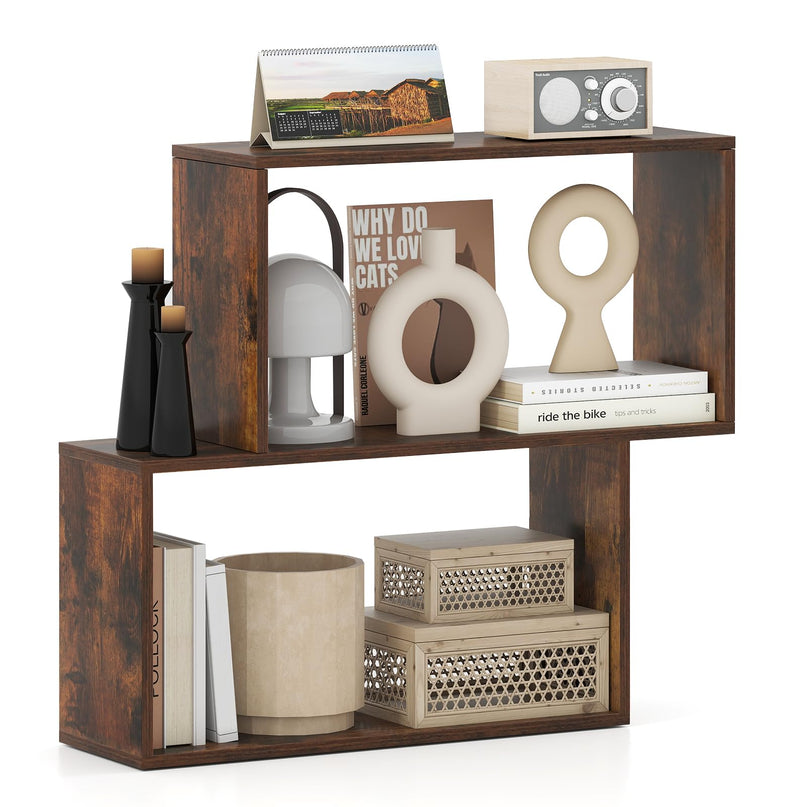 Giantex 3-Tier Bookshelf | Geometric Bookcase Side Table with Open Storage