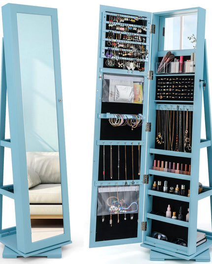CHARMAID | 360-degree Rotating Jewelry Armoire with Higher Full Length Mirror
