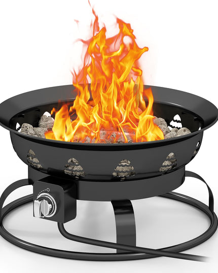 Giantex Portable Propane Fire Pit 21 Inch Smokeless Fire Bowl with Cover