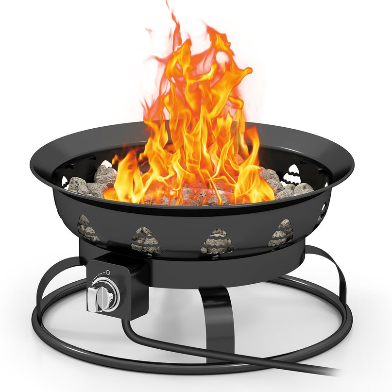 Giantex Portable Propane Fire Pit 21 Inch Smokeless Fire Bowl with Cover