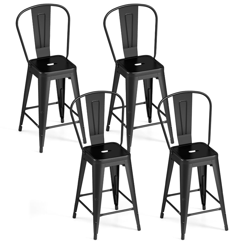 Giantex 24" Metal Bar Stools Set of 4 Counter Height Bar Chairs