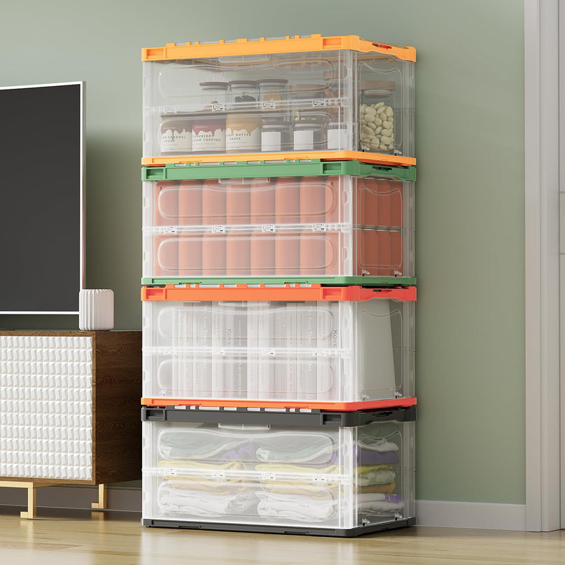 Folding Organizer Cube with Double Doors for Home Office Closet, 4 Packs