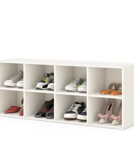 Giantex Shoe Bench 8 Cubes, 40" Entryway Bench with Storage