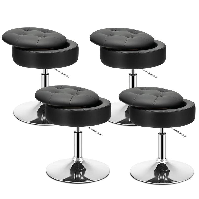 Giantex Adjustable Swivel Vanity Stool - 360° Swivel 20’’-26’’ Height Adjustable Tufted Round Storage Ottoman