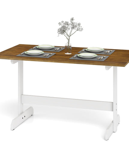 Table à manger Giantex 55 pouces avec pieds en bois d'hévéa en forme de H