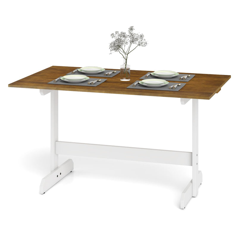 Table à manger Giantex 55 pouces avec pieds en bois d'hévéa en forme de H
