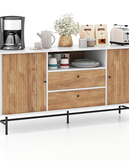 Giantex Buffet Cabinet with Storage, 59" Modern Coffee Bar Sideboard w/Sliding Tambour Doors