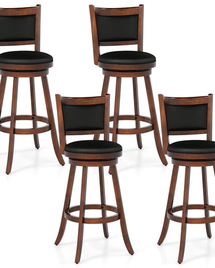 Tabouret de bar à hauteur de comptoir Giantex avec dossier pivotant en bois et revêtement en tissu
